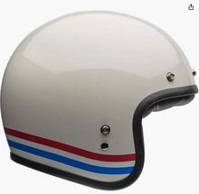 Load image into Gallery viewer, Bell Custom 500 Helmet Pearl White Red/Blue Stripes