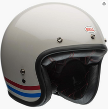 Load image into Gallery viewer, Bell Custom 500 Helmet Pearl White Red/Blue Stripes