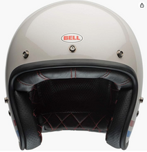 Load image into Gallery viewer, Bell Custom 500 Helmet Pearl White Red/Blue Stripes