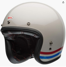 Load image into Gallery viewer, Bell Custom 500 Helmet Pearl White Red/Blue Stripes