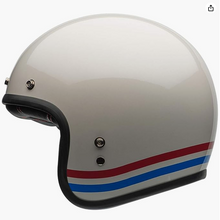 Load image into Gallery viewer, Bell Custom 500 Helmet Pearl White Red/Blue Stripes