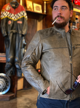 Load image into Gallery viewer, Brown Leather Gasser Riding Jacket by Highway 21