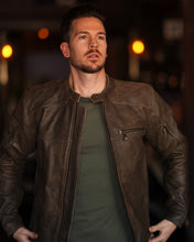 Load image into Gallery viewer, Brown Leather Gasser Riding Jacket by Highway 21