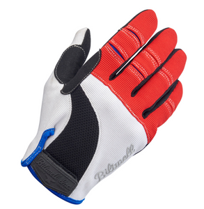 Biltwell Moto Gloves -Red, White, Black & Blue