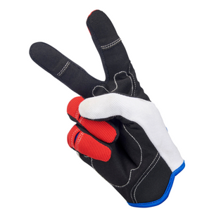 Biltwell Moto Gloves -Red, White, Black & Blue