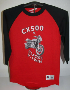 Vintage Classic V-Twin Baseball Tee - Fitted Red/Black