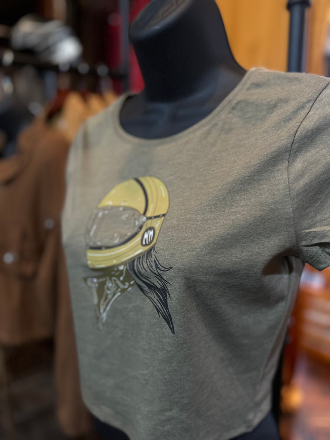 Woman Rider - Olive Green Crop T-Shirt