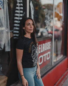 Fitted Helmet tee on Heather Black