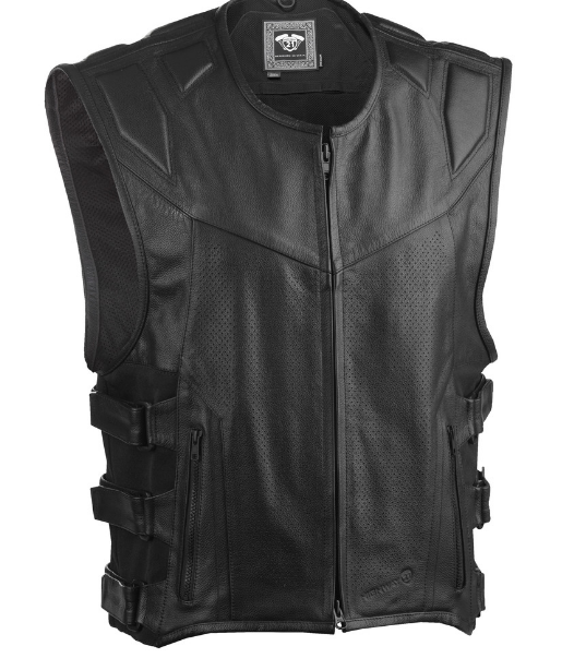 Blockade Black Leather Vest w/ Protective Panels