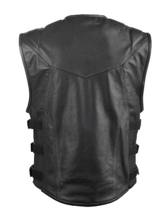 Blockade Black Leather Vest w/ Protective Panels