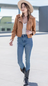 Suede Moto Bomber - Desert Sand - Lightweight