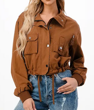 Load image into Gallery viewer, Cropped Utility Jacket -  Forest Brown -  Lightweight
