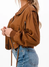 Load image into Gallery viewer, Cropped Utility Jacket -  Forest Brown -  Lightweight
