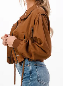 Cropped Utility Jacket -  Forest Brown -  Lightweight