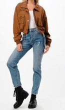 Load image into Gallery viewer, Cropped Utility Jacket -  Forest Brown -  Lightweight
