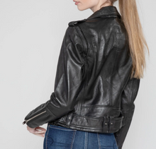 Load image into Gallery viewer, Leather Moto Lightweight Bomber - Black &amp; Fitted
